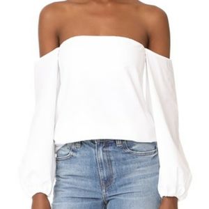 Theory Lareema Off the Shoulder Poplin Top NWT